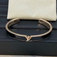 Louis Vuitton LV Initials Cuff Bracelet in Metal and Enamel Rose Gold/Black