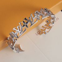 Louis Vuitton LV Initials Cuff Bracelet in Monogram Flower Metal Silver