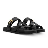 Louis Vuitton LV Isola Comfort Slides Women Plain Calf Leather 1AJOON Black