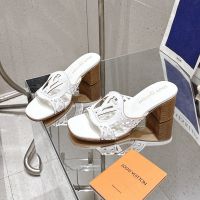Louis Vuitton LV Isola Slides 45mm Women Perforated Calf Leather White