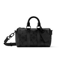 Louis Vuitton Keepall Bandouliere 25 Bag in Monogram Midnight Canvas M28369 Black