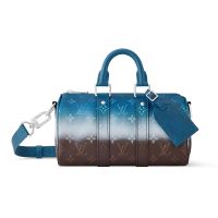 Louis Vuitton Keepall Bandouliere 25 Bag in Monogram Pigment Canvas M28026 Blue