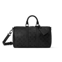 Louis Vuitton Keepall Bandouliere 35 Bag in Monogram Midnight Canvas M28370 Black