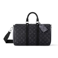 Louis Vuitton Keepall Bandouliere 35 Bag in Monogram Eclipse Canvas M46655 Black