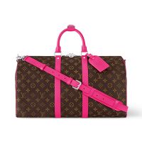 Louis Vuitton Keepall Bandouliere 45 Bag in Monogram Macassar Canvas M13807 Brown/Rose