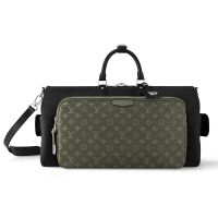 Louis Vuitton Keepall Bandouliere 50 Bag in Grained Calfskin and Monogram Canvas M12690 Black