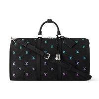 Louis Vuitton Keepall Bandouliere 50 Bag in LV Blason Denim M13966 Black