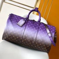 Louis Vuitton Keepall Bandouliere 50 Bag in Monogram Pigment Canvas Purple/Brown