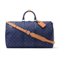 Louis Vuitton Keepall Bandouliere 50 Bag in Monogram Heritage Canvas M26864 Blue