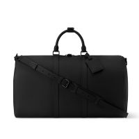 Louis Vuitton Keepall Bandouliere 50 Bag in Waxy Calfskin with LV Aerogram M26118 Black