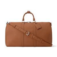 Louis Vuitton Keepall Bandouliere 50 Bag in Waxy Calfskin with LV Aerogram M26065 Brown