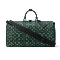 Louis Vuitton Keepall Bandouliere 50 Bag in Monogram Shadow Leather M27179 Green