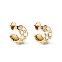 Louis Vuitton Le Damier de Louis Vuitton Double Hoop Earrings in Metal with Diamonds Q16521 Gold