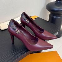 Louis Vuitton Legacy Pumps 85mm Women Plain Calf Leather and Monogram Canvas Burgundy
