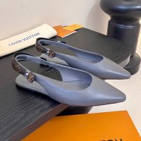 Louis Vuitton Legacy Slingback Ballerinas Women Plain Calf Leather and Monogram Canvas Grey
