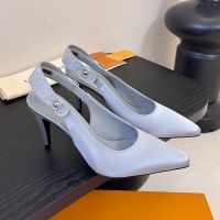 Louis Vuitton Legacy Slingback Pumps 100mm Women Satin and Strass Light Blue