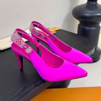 Louis Vuitton Legacy Slingback Pumps 100mm Women Satin and Strass Rose