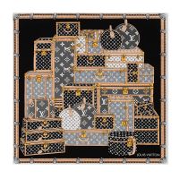 Louis Vuitton Let's Go Square 90 Scarf in Silk M76459 Black