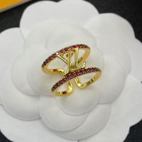 Louis Vuitton LV Iconic Two-Row Open Ring in Metal with Crystals Gold