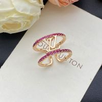 Louis Vuitton LV Iconic Two-Row Open Ring in Metal with Crystals Rose Gold
