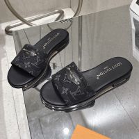 Louis Vuitton Lily Flat Slides Women Monogram Denim Black