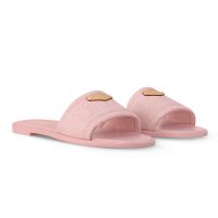 Louis Vuitton Lily Flat Slides Women Monogram Denim 1AGX46 Pink