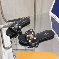 Louis Vuitton Lock It Flat Slides Women Monogram Denim Black