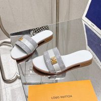 Louis Vuitton Lock It Flat Slides Women Monogram Denim Grey