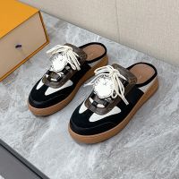 Louis Vuitton Lous Open Back Sneakers Women Suede and Calfskin Black