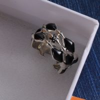 Louis Vuitton LV Malletage Open Ring in Metal with Enamel Silver