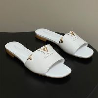 Louis Vuitton LV Mare Flat Slides Women Plain Calf Leather with Monogram Flower Motif White