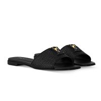 Louis Vuitton LV Mare Flat Slides Women Raffia 1AHLXE Black