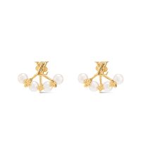 Louis Vuitton Minigram Pearls Earrings in Metal M01258 Gold