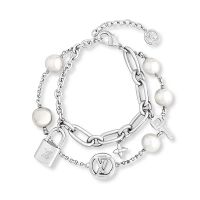 Louis Vuitton LV Mix Chains Bracelet in Metal M1380A Silver