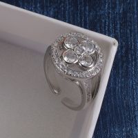 Louis Vuitton Monogram Forever Open Ring in Metal with Diamonds Silver