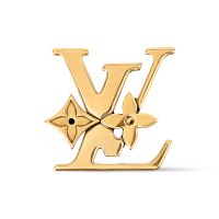 Louis Vuitton Monogram Row Brooch in Metal M03776 Gold