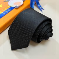 Louis Vuitton Monogram Jacquard Tie in Silk Black