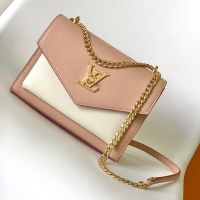 Louis Vuitton Mylockme Chain Bag in Soft Grained Calfskin M21217 Pink/White