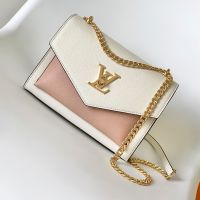 Louis Vuitton Mylockme Chain Bag in Soft Grained Calfskin M22190 White/Pink