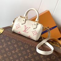 Louis Vuitton Speedy Nano Boston Bag in Bicolor Monogram Empreinte Giant Leather M81913 Beige/Rose
