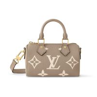 Louis Vuitton Speedy Nano Boston Bag in Bicolor Monogram Empreinte Giant Leather M82890 Grey/Pink
