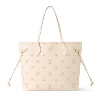 Louis Vuitton Neverfull MM Tote in Signature Monogram Empreinte Leather M14285 Beige/Pink