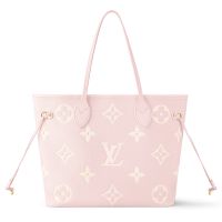 Louis Vuitton Neverfull MM Tote in Bicolor Monogram Empreinte Giant Leather M14210 Pink/Beige
