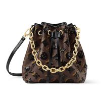 Louis Vuitton Noe BB Bucket Bag in Monogram Noir Canvas with Sequins M26284 Brown