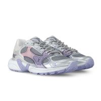 Louis Vuitton LV Olympia Sneakers Unisex Metallic Synthetic Leather and Mesh 1AHOM6 Silver/Purple