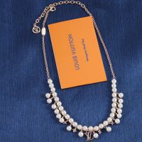 Louis Vuitton Pearl River Necklace in Metal with Resin Pearls Rose Gold
