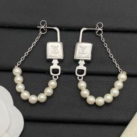 Louis Vuitton Pearlock Earrings in Metal with Pearls Chain Links Silver