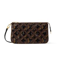 Louis Vuitton Pochette Accessoires Bag in Monogram Noir Canvas with Sequins M26473 Brown