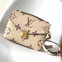 Louis Vuitton Pochette Metis Crossbody Bag in Bicolor Monogram Empreinte Giant Leather M45596 Beige