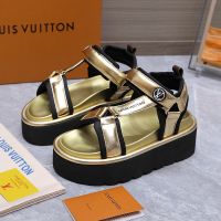 Louis Vuitton Pool Pillow Platform Comfort Sandals Unisex Calf Leather Gold